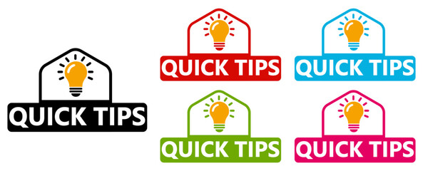 set quick tips icon sign. trips and tick solution badge labels template vector illustration	
