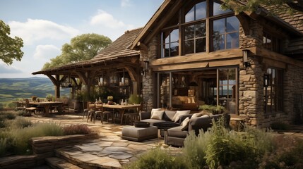 Obraz premium Rustic Barn House- wooden beams