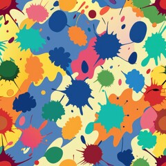 Obraz premium Seamless pattern of abstract splatters and paint strokes in a variety of hues, Generative AI