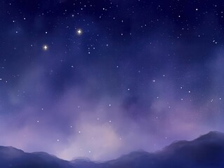 Beautiful night sky with starry background over mountains, showcasing a serene and dreamy atmosphere with twinkling stars.