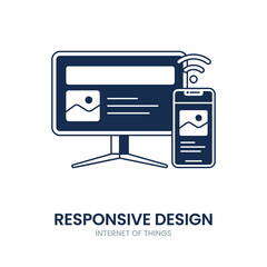 Obraz premium Responsive design icon. design, responsive, web, website, mobile, display, computer, technology, laptop, screen, monitor, device, modern, digital, page, illustration, phone. Vector icon illustration