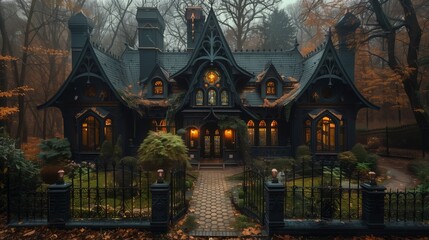 Obraz premium Victorian Gothic Home- dark facade