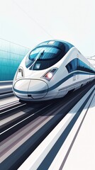 Fototapeta premium Bright and elegant depiction of a bullet train in Japan, minimalistic setup, isolated on a white background. 