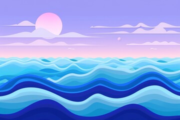 Serene ocean waves under a pink sunset sky, with gentle clouds floating above. Perfect for nature and relaxation themed designs.