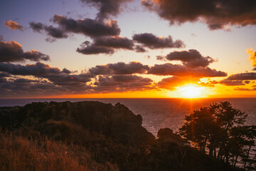 伊豆あいあい岬からの日没夕景