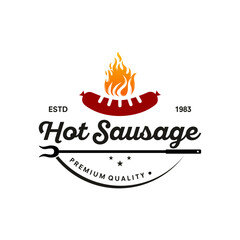 sausage logo design vector illustration, restaurant symbol vector