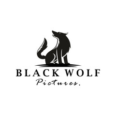 vintage logo wolf vector template illustration