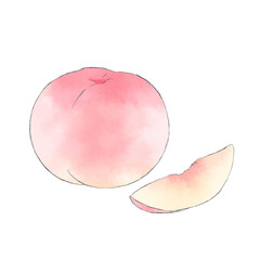 桃の水彩風イラスト