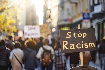 Fototapeta premium Protest Against Racism in City Street