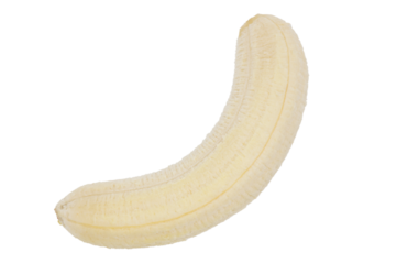 one peeled tasty juicy banana isolated transparent