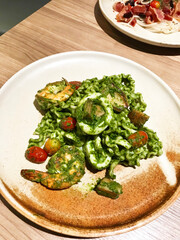 Seafood Pesto Pasta and Side Dish