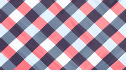 Vibrant plaid pattern featuring red, white, and blue colors, perfect for backgrounds, textiles, and decor projects.