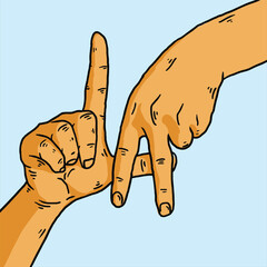 los angeles hand sign vector hand drawn style