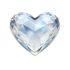 Fototapeta premium clear white heart shape crystal valentines day symbol isolated on background