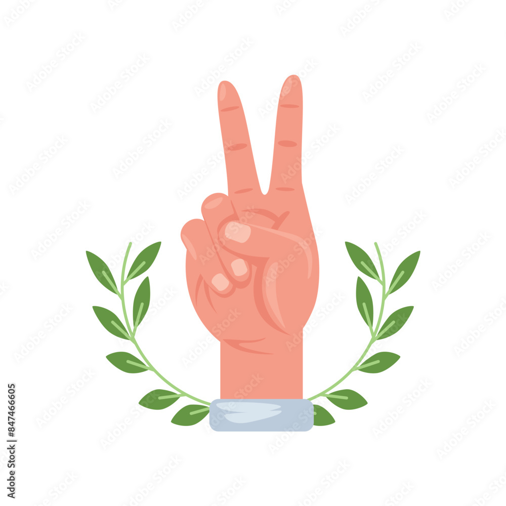 Canvas Prints peace sign hand and branch olive