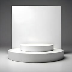 white empty podium for exhibit in the dark