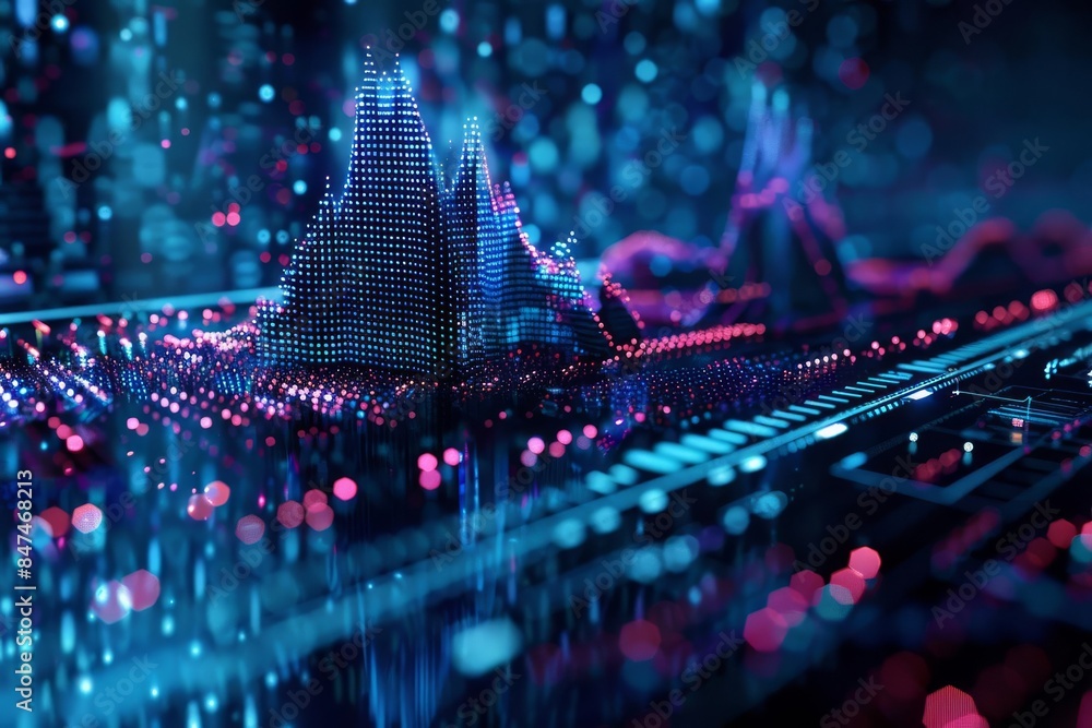 Aufkleber futuristic digital data visualization with glowing charts and graphs. perfect representation of big 