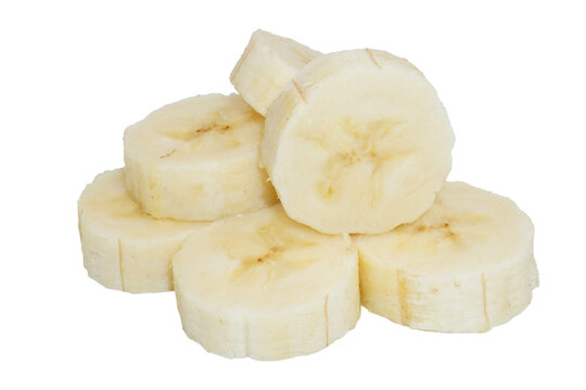 A pile of peeled banana slices isolated transparent