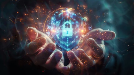 Background illustrating the concept of cyber security and online data protection services