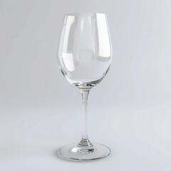 Obraz premium Elegant empty wine glass with a long stem on a white background, perfect for dinner settings, wine tasting, or elegant events.
