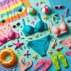 Obraz premium Clothes and equipment for traveling to the beach