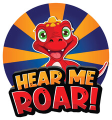 Cute red dinosaur with a playful expression