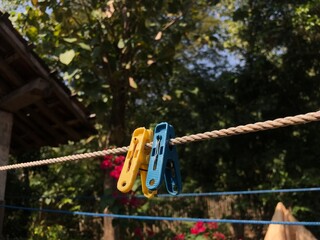 clothespin stuck on a string