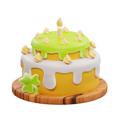 3d illustration St Patrick s Day birthday cake 