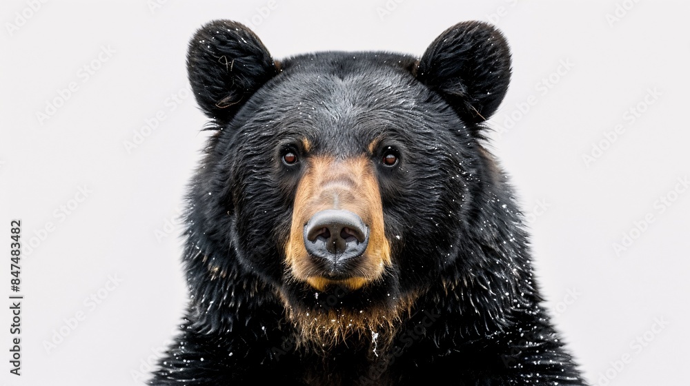 Poster a close-up portrait captures the inquisitive gaze of a bear as it peers directly into the camera aga