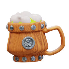 3d illustration wooden Beer Mug 