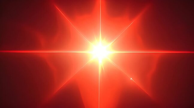 A seamless looping animation of a big, hot, red sun star in space, glowing intensely with a radiant shine effect