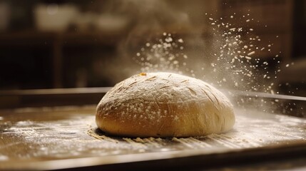Fototapeta premium Cake dough made from flour is prepared on the kitchen table.