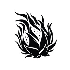 Stylized Dragonfruit Illustration - Unique Monochrome Vector Art