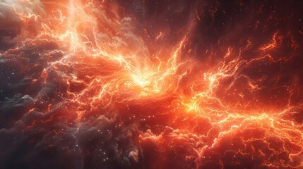 Dark red plasma burns brightly as an explosion of pure power and electricity erupts, creating a striking and vivid display of energy.