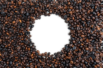 top view of coffee arrangement forms a circular void in the center