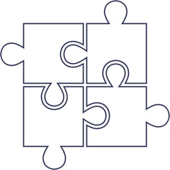 Puzzle line icons isolated on white background.