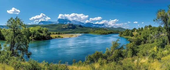 Naklejka premium The Serrano River From Mirador Rio Serrano, Torres Del Paine, Chile, Breathtaking And Serene, HD
