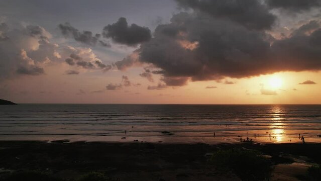 Scene at sunset at Ladghar beach Dapoli, located 200 kms from Pune on the West Coast of Maharashtra India.