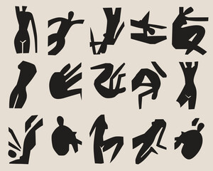 minimalist icon collection of classic human silhouette shapes