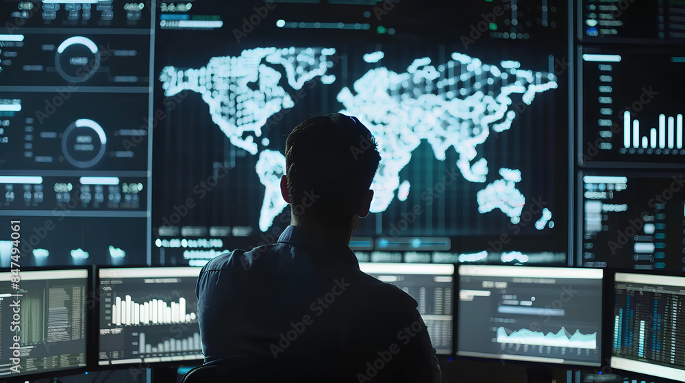 Poster analyst working in business analytics and data management system to make report with kpi and metrics