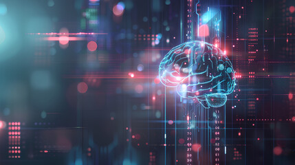 An infographic showing the process of machine learning, machine learning, blurred background, with copy space
