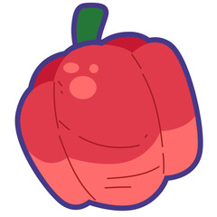 Red paprika vegetable cartoon icon vector illustration, sweet red bell peppers, sayuran paprika merah, healthy vegetables