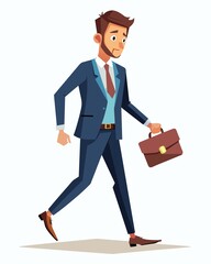 Obraz premium a modern business man walking with a briefcase