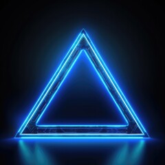 Abstract picture of beautiful geometric shape portal with digital style neon light reflecting set...