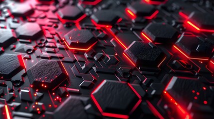 Obraz premium futuristic black background with red light technology