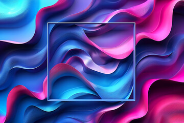 3d abstract pastel blue and purple background with a square frame, in the style of dynamic lines, fluid lines and shapes background
