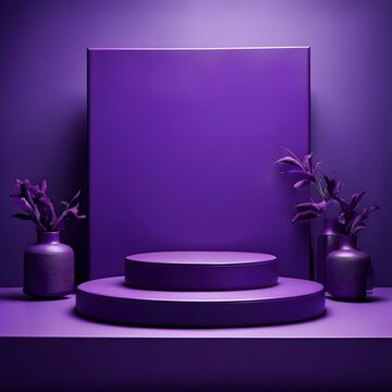 parple podium with dark background