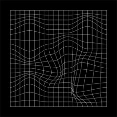 Abstract wavy 3d mesh on a black background. Geometric dynamic wave 3d technology wireframe vector illustration.
