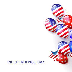 Isolated component with beautiful balloons with USA flag attributes.