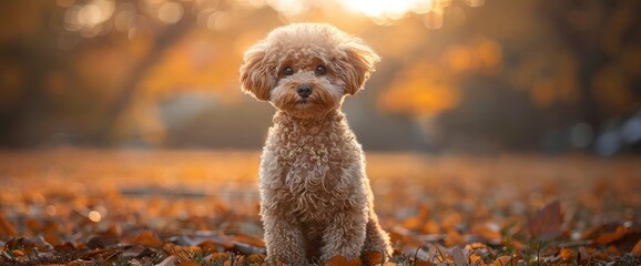 Obraz premium A Red Poodle Sitting On The Grass In The Park, Looking Adorable, HD
